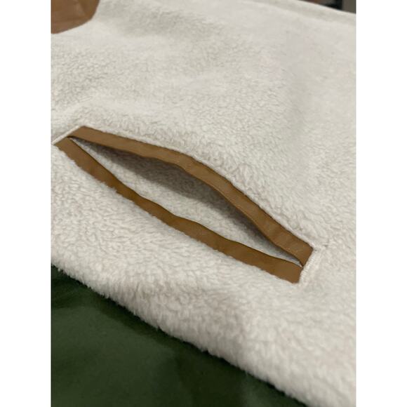 Abercrombie & Fitch Sherpa Pullover Faux Leather Trim Snap Neck Size S - Picture 5 of 10